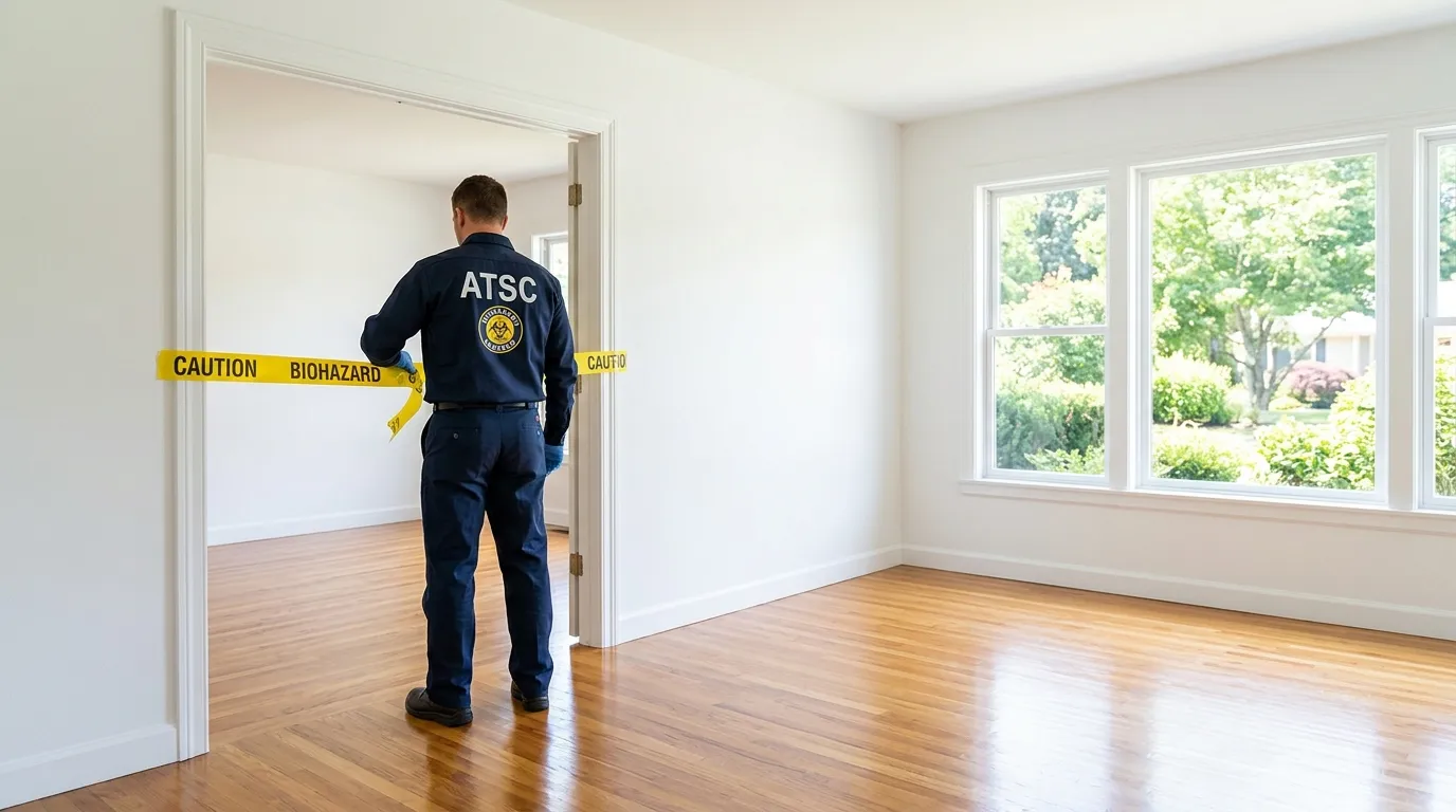 Certified biohazard cleanup crew performing Trauma Scene Cleanup in Grove Hall